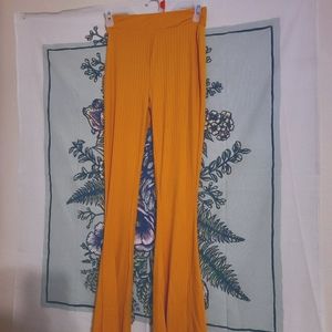 Ribbed Yellow Flare Pants/Bell Bottoms